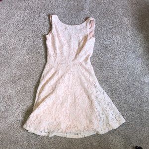 pink laced formal dress